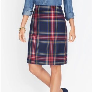 Talbots Tartan Navy Plaid A-line Skirt, Size 8